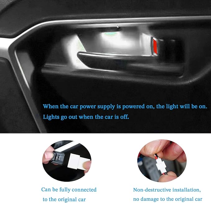 Door Bowl Light Fit for Toyota RAV4 2022 2023 2024 Inner Door Handle Accessories Bowl Shape LED Light Ambient Light Interior 4 pcs (White)