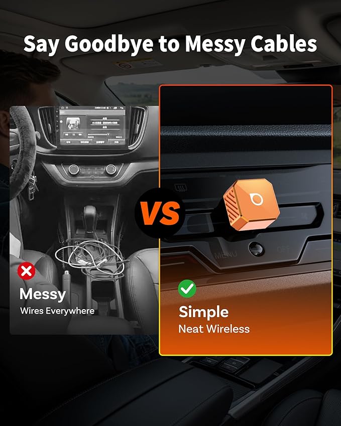 OTTOCAST Mini Pot (2026 Version) Wireless 2-in-1 CarPlay & Android Auto Adapter,Plug&Play Dongle for iPhone & Android,Bluetooth Auto Connect,Converts Factory Wired to Wireless CarPlay Adapter(USB-A)