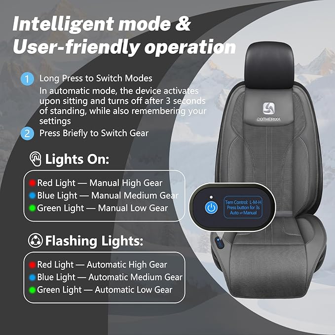 Cooling Car Seat Cushion Front Seat,12V&24V Cooling Seat Cover for Car with 10 Fans,Rapid Cooling with Automatic Start and Pause Seat Cushion (Brey)