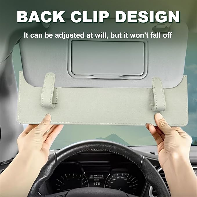 Car Sun Visor Extender, Anti-Glare Sunvisor Extension Shade Attachment for Safe Driving, Clip-On Sun Blocker Sunshade Extender Accessories Universal for SUV, Truck, Sedan(Beige)