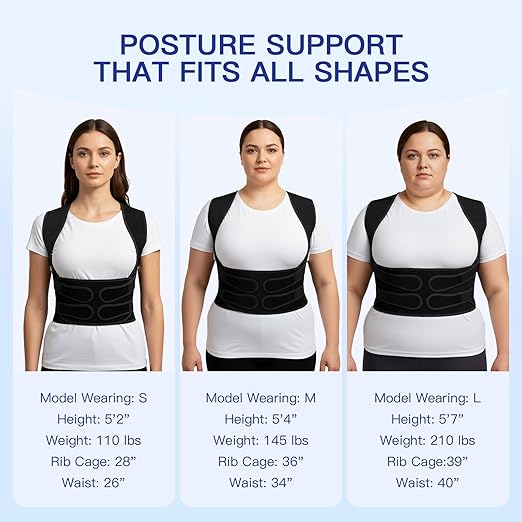 Posture Corrector for Women & Men, Back Brace Straightener with Adjustable Support, Relief for Neck/Shoulder/Back Pain, Scoliosis & Hunchback Correction, Breathable Mesh Design