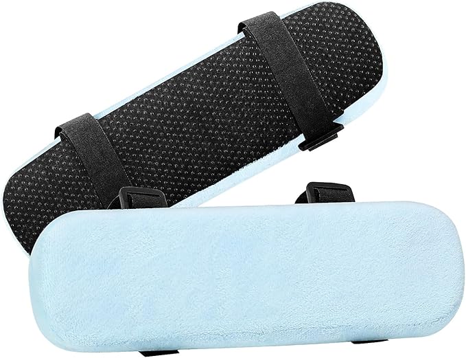 MOSISO Chair Armrest Pads (2 Pack), Memory Foam Home/Office Chair Arm Rest Covers Comfy Computer Gaming Elbow Cushion Removable Washable Elbow Support Forearm Pressure Relief, Air Blue