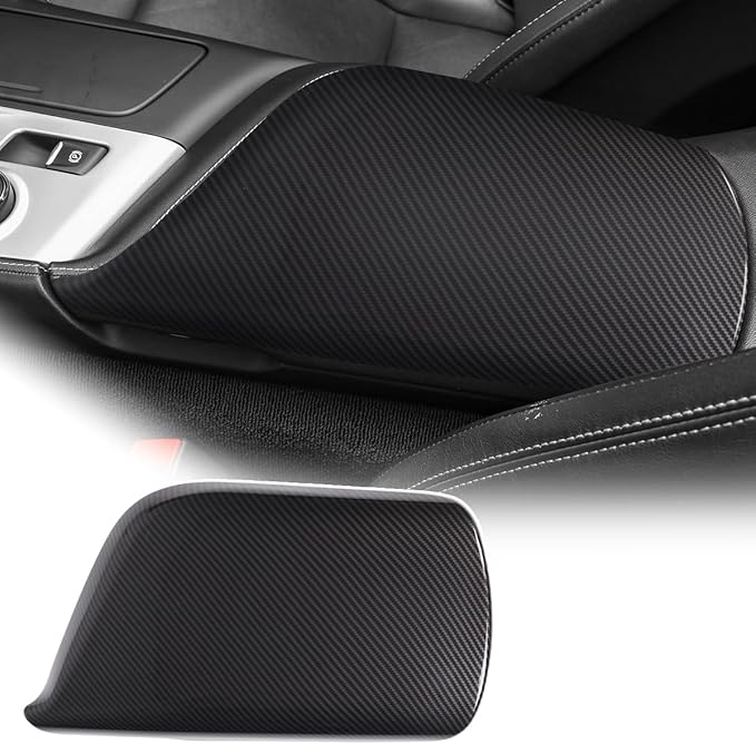 Car Center Console Pad for Chevrolet Corvette C7 2014-2019 Car Armrest Cover Leather Cushion Waterproof Car Armrest Seat Box Protector Accessories (ABS-Carbon Fiber)