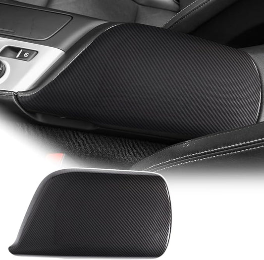 Car Center Console Pad for Chevrolet Corvette C7 2014-2019 Car Armrest Cover Leather Cushion Waterproof Car Armrest Seat Box Protector Accessories (ABS-Carbon Fiber)