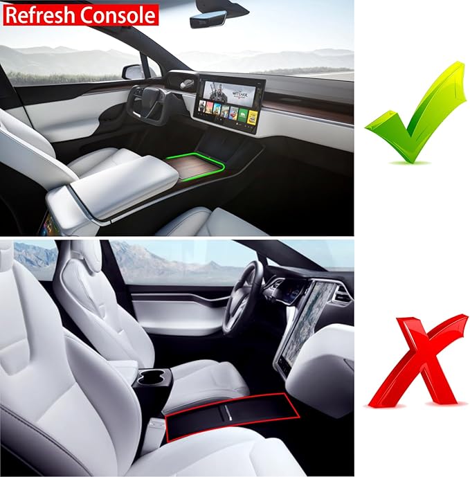 Jaronx Compatible with Tesla Model S/X Console Organizer 2021-2026, Refresh Center Console Storage for Model X/S Plaid/Long Range, Silicone Organizers Tray for Tesla X/S Accessories