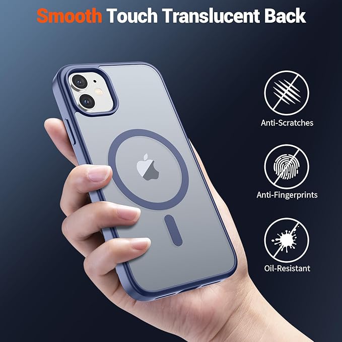 SUPFINE Magnetic for iPhone 12 Mini Case & iPhone 13 Mini Case (Compatible with MagSafe) (Military Grade Drop Protection) Slim Translucent Matte Shockproof Phone Cover,Lavender Gray