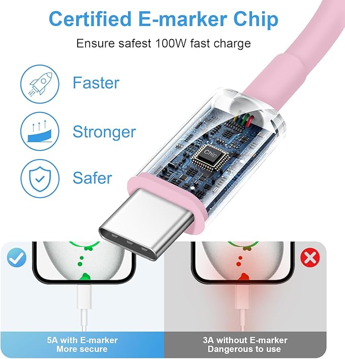 iPhone 17 16 15 Charger Fast Charging 3+3Pack Type C Charger USB C Chargers Block with 10FT Cable for iPhone Air/17/17 Plus/17 Pro/17 Pro Max/16/16 Plus/16 Pro/16 Pro Max/15/15 Pro Max/iPad Pro (Pink)