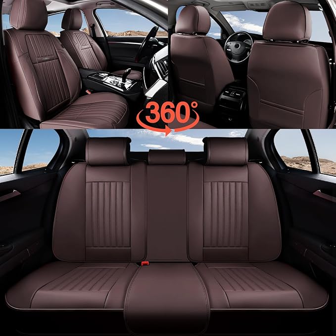 Coverado Car Seat Covers Front Seats, Seat Covers for Cars, Car Seat Protector, 2-Pack Car Seat Cushion Nappa Leather, Waterproof Seat Covers Carseat Cover Universal Fit for Most Cars Trucks(Coffee)