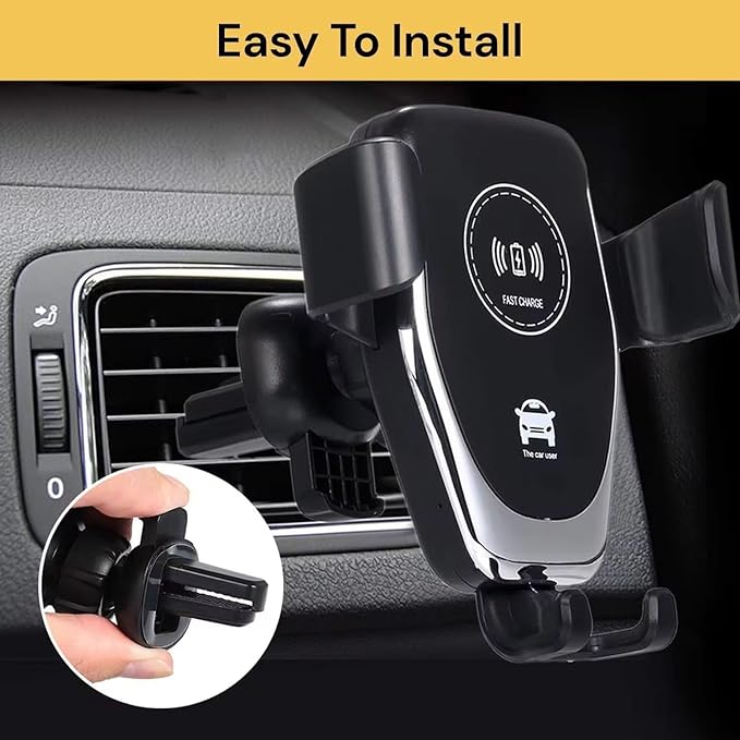 Wireless Car Charger Mount – Auto-Grip Phone Holder with Fast Charging – Dashboard & Air Vent Compatible – Qi-Enabled Charging for Smartphones
