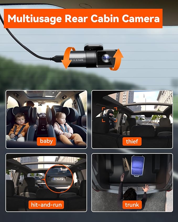 Vantrue N5 4 Channel WiFi 360° All Sides Dash Cam, STARVIS 2, IR Night Vision, 2.7K+1080P*3 Front Rear Inside Dashcam, Voice Control, GPS, 24 Hours Buffered Parking Mode Dash Camera, 512GB Max (N5)