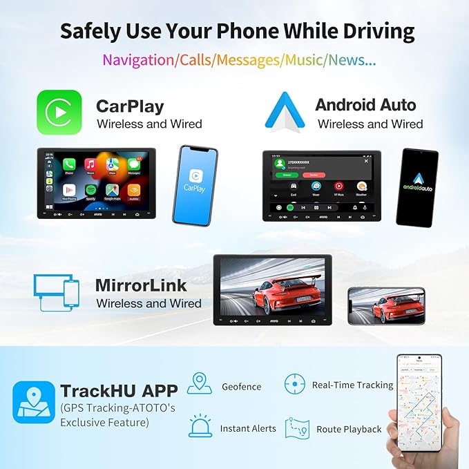 [9inch] ATOTO A6 PF Android Car Stereo, Double-DIN Radio, Wireless CarPlay & Wireless Android Auto, Mirror Link, GPS Tracking，in-Dash Navigation, Dual Bluetooth, HD LRV, 2G+32G, A6G209PF