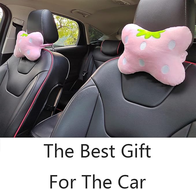 Sexysamba Car Headrest Pillow,Cartoon Neck Pillow for Car,Comfortable Soft Seat Pillow for Driving,Head Rest Cushion,Cute Neck Pillow for Travelling and Home 2Pcs (Pink)