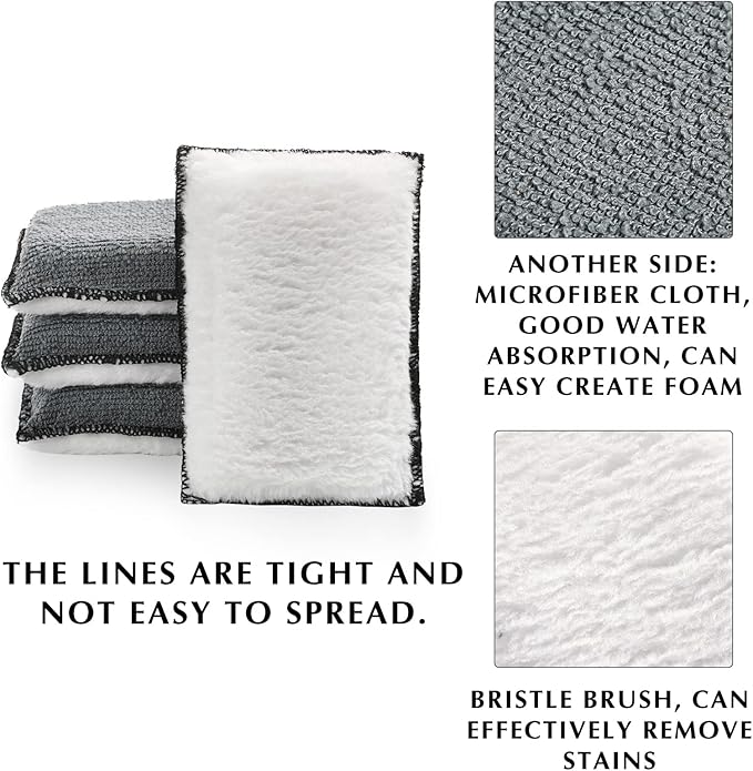 Mudder 12 Pcs Car Interior Scrubbing Sponge 5'' x 3'' Fiber Car Wax Applicator pad Household Cleaning Sponges for Leather Car Seat Couch Cleaning (White Gray)