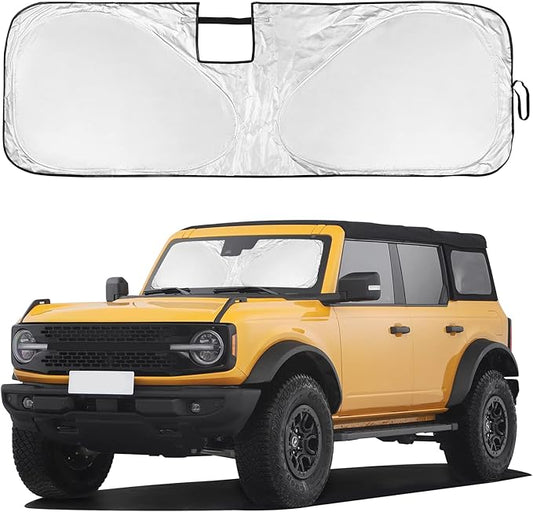 for Ford Bronco Windshield Sun Shade for Bronco 2021-2023 2024 2025 2026 (Not for Bronco Sport)- 4 Layers Window Shades 4 Door 2 Door Sunshade Visor Protector 240T Foldable Block UV Ray