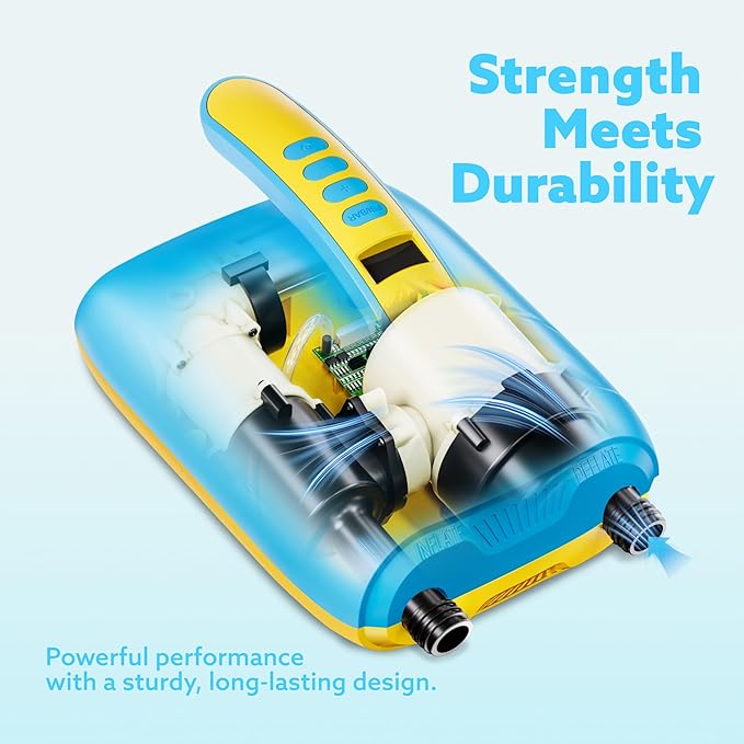 Sloosh Electric Paddle Board Pump, 20 PSI High-Pressure Dual-Stage Inflation SUP Air Pump with Auto-Off Function, 12V DC Car Connector for Inflatable Paddle Boards, Kayaks, Boats, and Air Mattresses