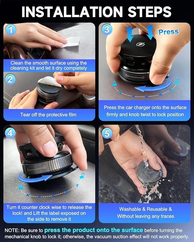 Vacuum Magnetic Phone Holder‌ - 360° Adjustable ‌Magsafe Car Mount‌, Foldable ‌Car Phone Holder‌ with Suction Cup Mount‌