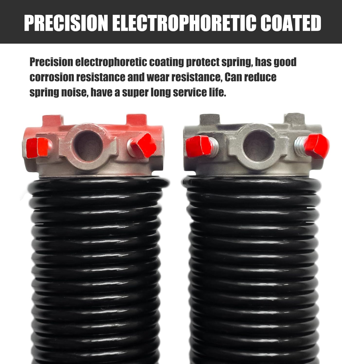 Garage Door Torsion Spring Set, Pair of 2" Electrophoresis Coated Garage Door Springs Replacement with 2 Non-Slip Winding Bars and Bearing, Minimum 16000 Cycles (.207x2x22)