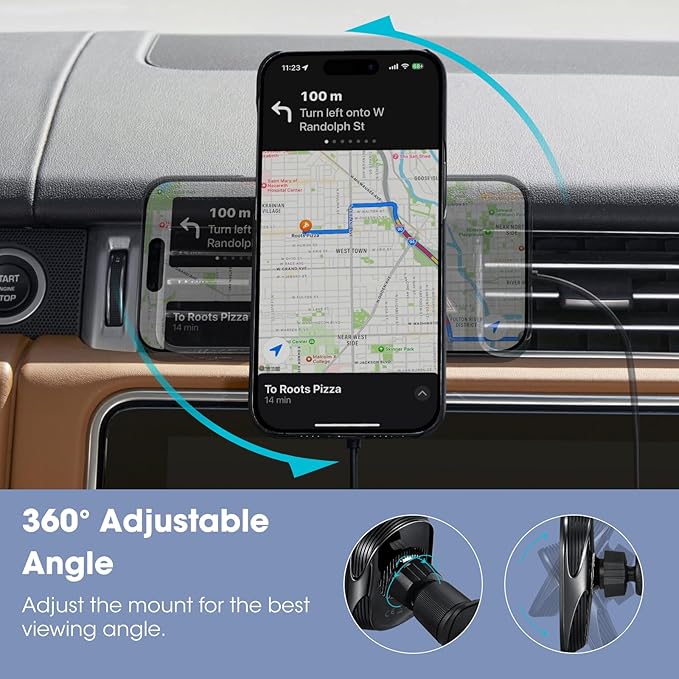 pitaka for Qi2 MagSafe Car Mount Charger, 15W Magnetic Car Phone Holder for iPhone 17/16/15/14/13 Series with NFC Feature, Air Vent [MagEZ Car Mount Pro 2 Qi2]