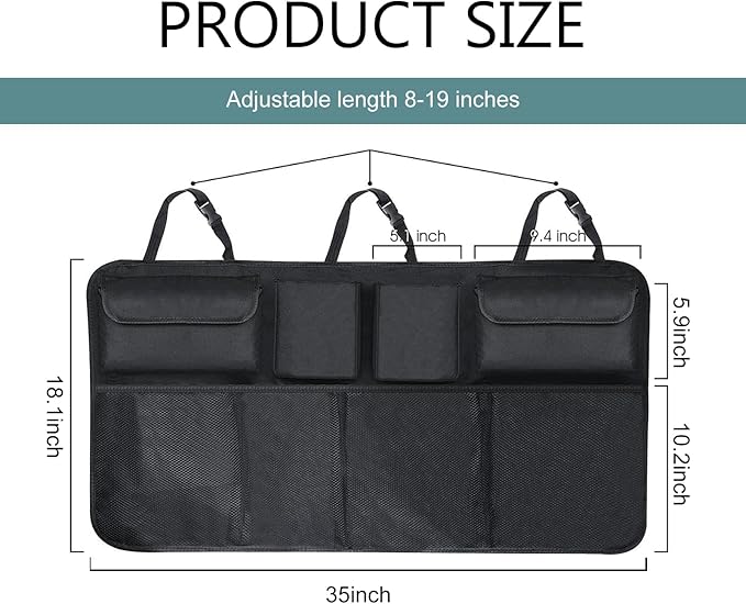 Car Trunk Organizer, Hanging Trunk Organizers, Large Capacity Back Seat Storage Bag, Foldable Cargo Organization Storage Bags Accessories, for SUV, Truck, Van