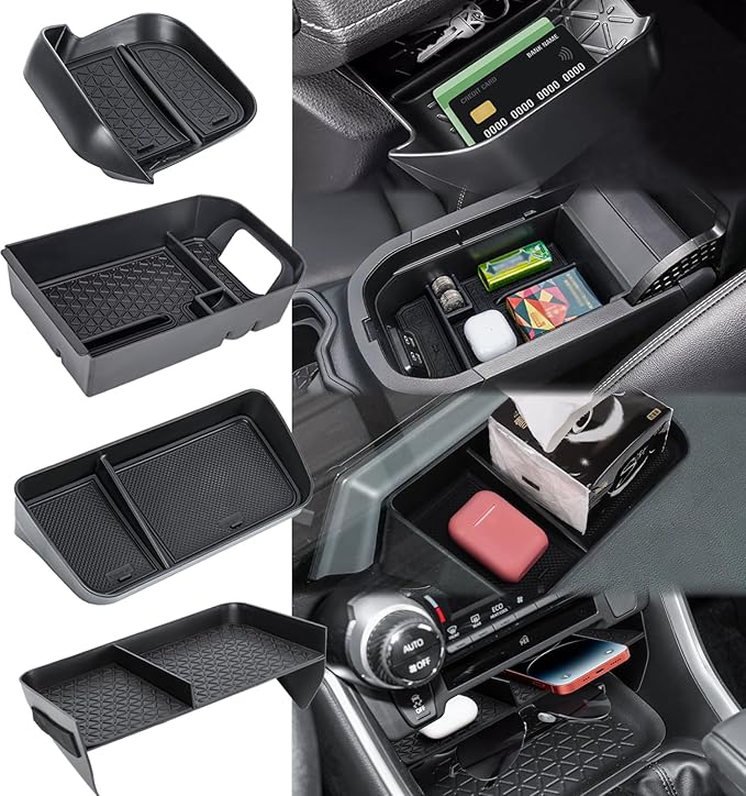 4PCS Center Console Organizer Compatible with 2019-2025 Toyota RAV4 Driver's Drawer Box Insert Secondary Storage Box, Dash Storage Tray Accessories(Not for New 10.5'' Multimedia Display)