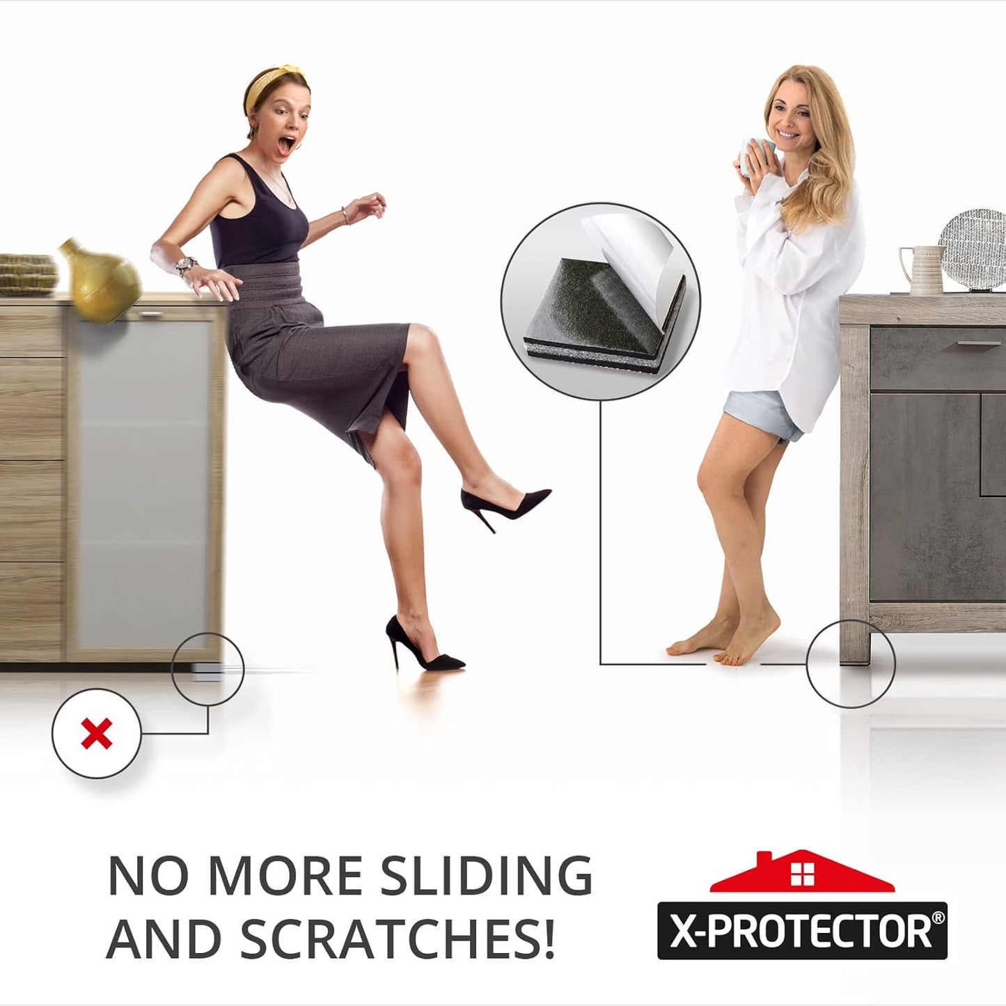 Non Slip Furniture Pads X-PROTECTOR - 16 pcs 2" - Premium Furniture Grippers! Rubber Feet Hardwood Floor Protectors for Furniture Legs - Couch Stoppers - Keep Your Furniture in Place Forever!