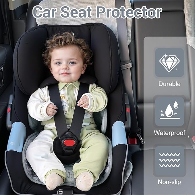 Piddle Pad - Car Seat Potty Training Protector, Baby Waterproof Car Seat Cover with Anti-Slip Backing, Machine Washable Liner for Toddler Carseat, Stroller (Gray)