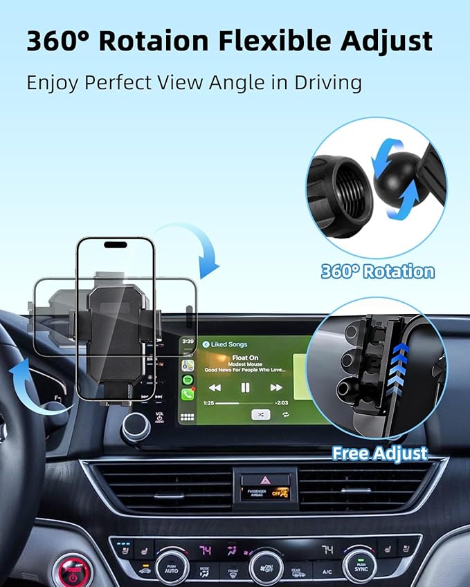 PZK Car Phone Mount for Honda Accord 2018-2022 Sport SE/EX/EX-L/Touring/LX Accessories 10th Gen Accord Only for 8-inch Screen 360° Rotation Auto Lock Phone Holder with Stroage Box Not Affect Vent