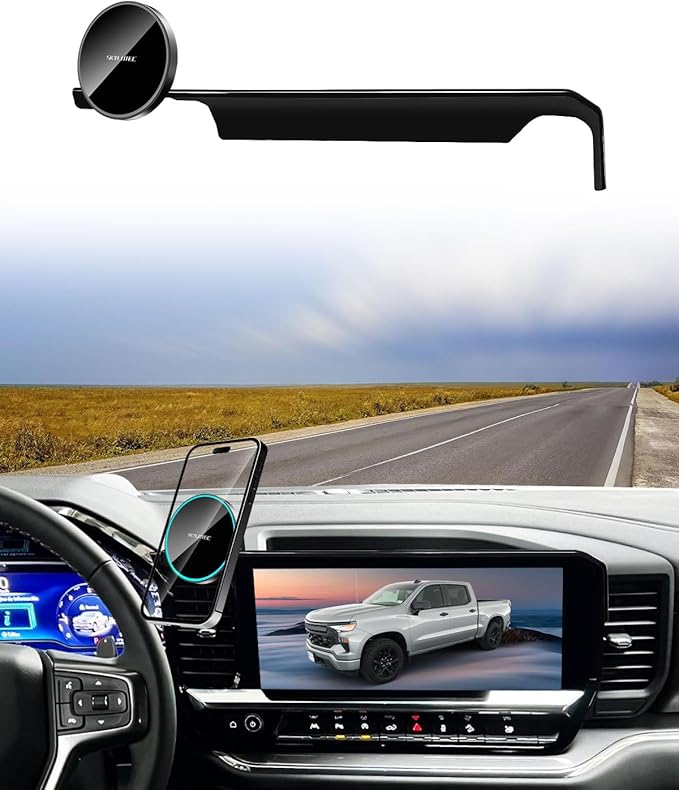 Phone Mount for 2022-2025 Chevrolet Chevy Silverado/GMC Sierra 1500 Accessories 13.4-inch Screen Fixed Clip, Car Magnetic Phone Holder for MagSafe, Magnets Fast Wireless Charger Cell Phone Base