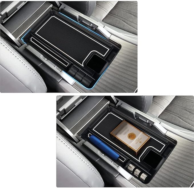 Autorder Center Console Organizer for 2021 2022 2023 2024 Toyota Venza Accessories Armrest Storage Box Secondary Insert Tray with 2 Color Mats