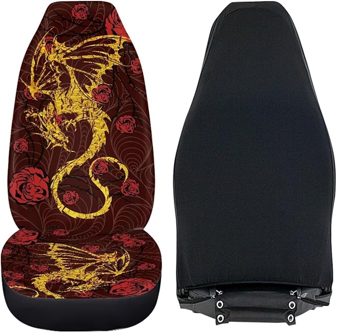 Cool Dragon Print Car Seat Covers Set of for 2 Front Seats,Auto Accessories Protectors Decor Universal Fit for Car Truck SUV