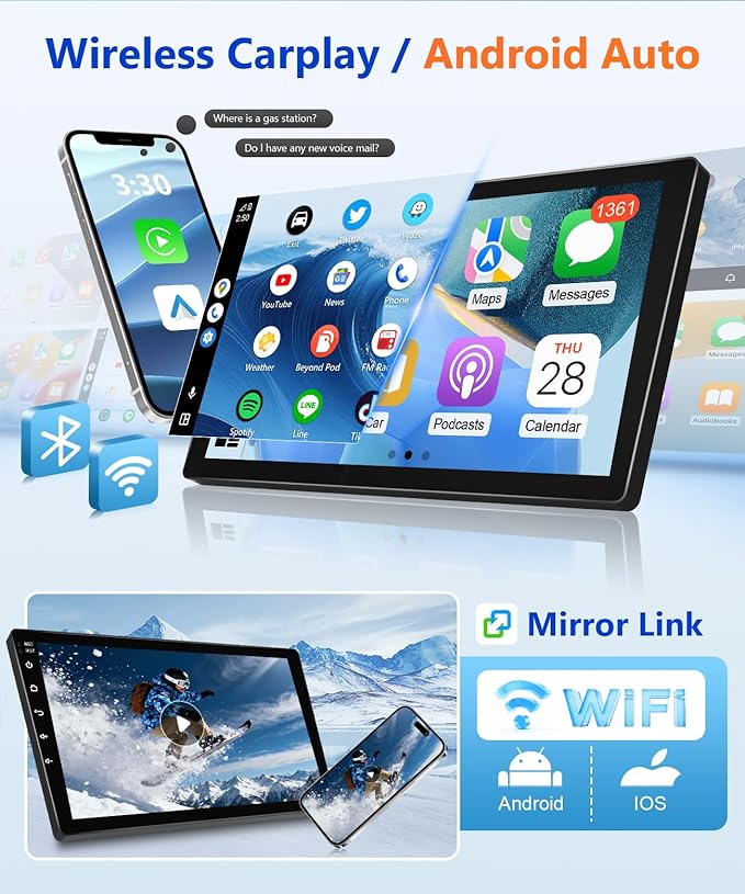 8Core Android Stereo for BMW 325i E46 328i 1998-2005 Radio for BMW M3 2000-2006 Wireless Apple CarPlay Android Auto, 4G + 64G 9IN IPS Touch Screen for 330i 5G WiFi/GPS Navi/BT/FM/RDS/DSP/EQ/SWC