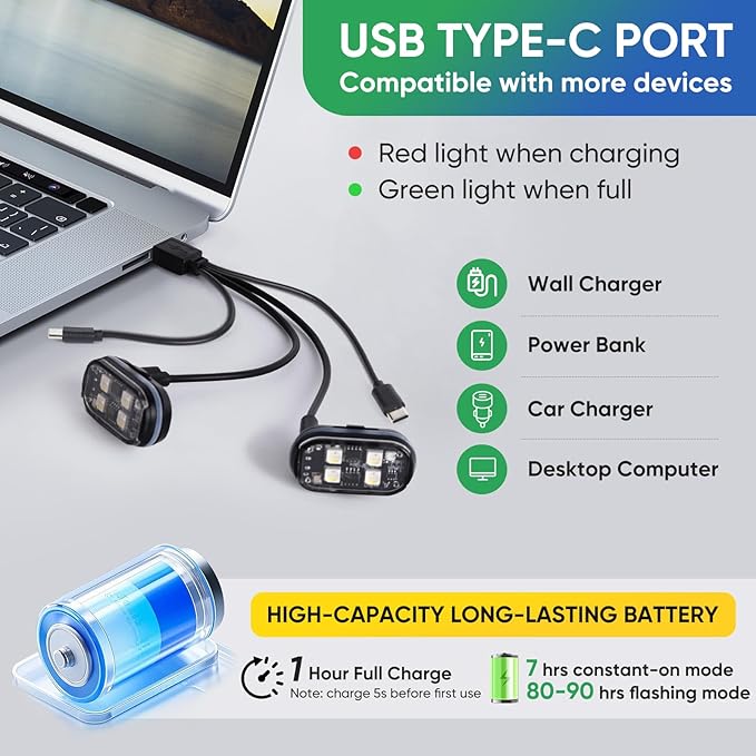 6PCS Wireless LED Lights with Remote Control, Upgraded 4LEDs 8 Colors, Interior Underglow Anti Collision Warning Strobe Light for Car Motorcycle Bike