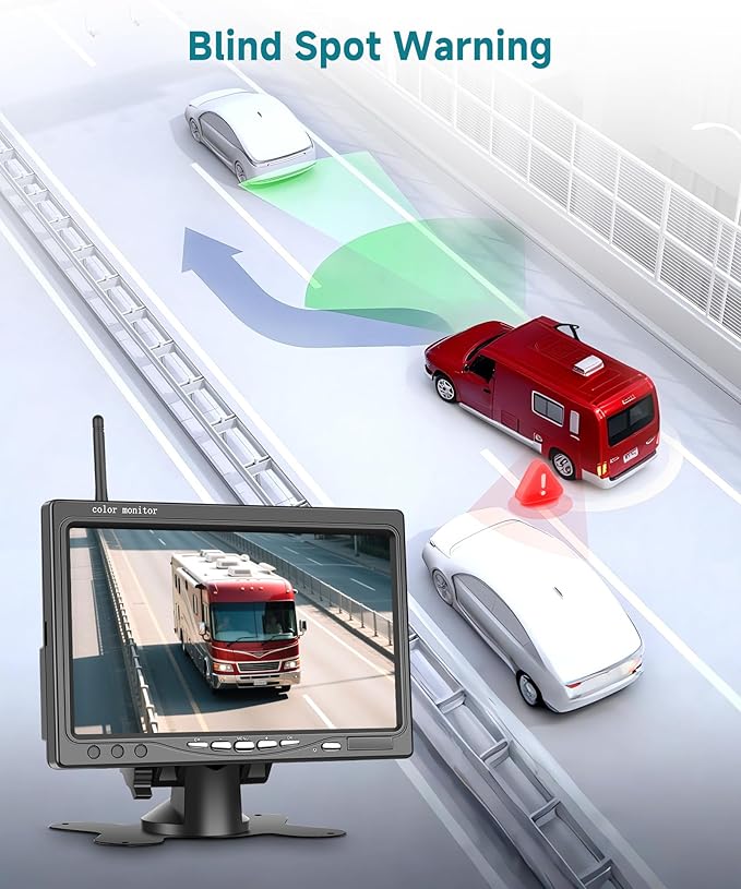 Wireless Backup Camera Kit, Sellrich Reverse Camera with 7 Inch 1080P IPS Monitor 2 Cameras, Support DIY Parking Line BSD Image Flip IR Night Vision Waterproof Rear View Camera
