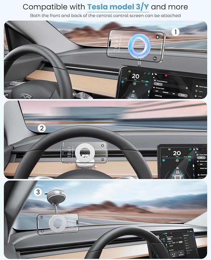Jononser Magnetic Car Phone Mount, Compact Foldable Phone Holder with Strong Nano Adhesive & N52 Magnet, 360° Adjustable Dashboard/Windshield Mount for iPhone 17/16/15/14/13/12 & MagSafe Devices