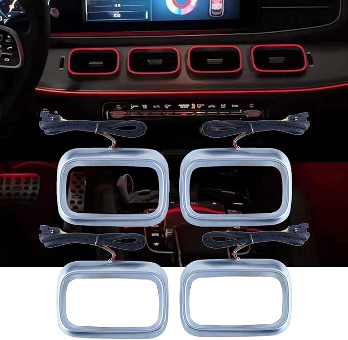 4pcs Set Air Vent LED Ambient Light Kit 64 Colors Replacement for Benz GLS and GLE After 2019year (Exterior led Light 64colors)