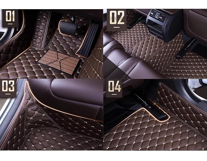 Custom Personalized Floor Mats for Cars，Luxury Full Coverage All Weather Car Floor Mats，Anti-Slip Leather Car Mat Set ，Custom Floor Mats for 99% of Cars, Trucks & SUVs (Orange)