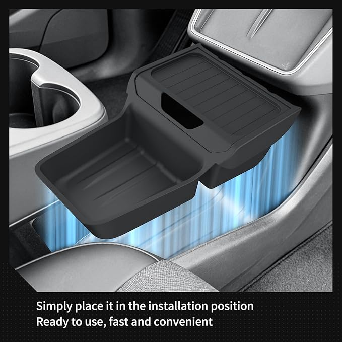 LUCKEASY Lower Center Console for Tesla Model Y Juniper Standard Version 2026 2025 Lower Storage Organizer Accessories Interior Storage Insert Tray TPE Black