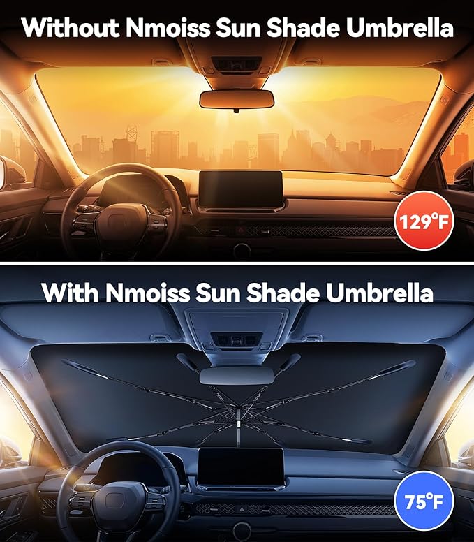 Windshield Sun Shade Umbrella for Honda Accord - [Vinyl Coating Heat Shield] Protect Car from Sun Rays & Heat Damage Keep Cool and Protect Interior, Spring Structure Edge