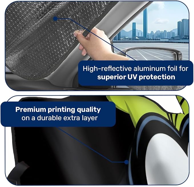 GENANY Cartoon Dog Windshield Sun Shade for Car SUV Truck (55x30 Inches), Front Window Visor for Windows, Protector Blocks UV