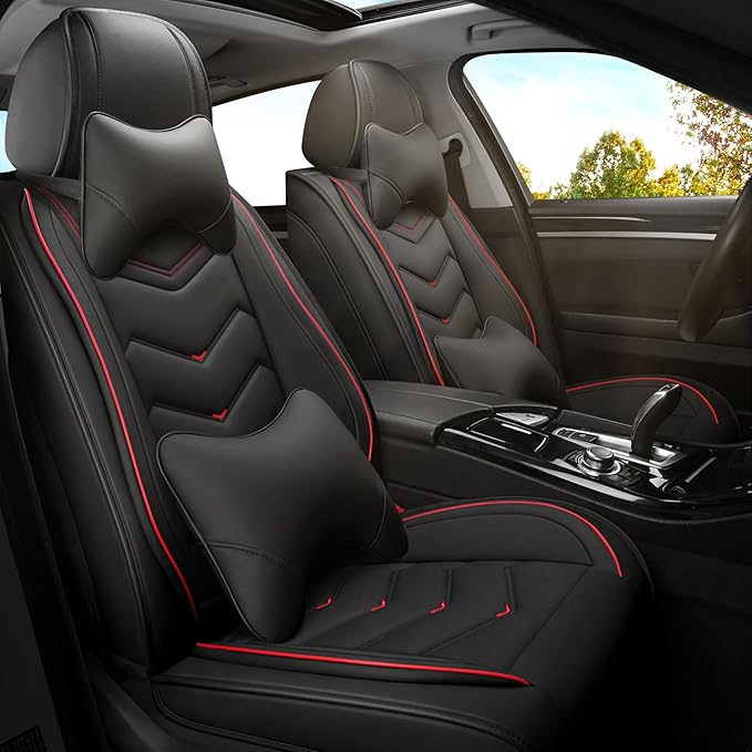 Car Seat Covers for Ford Expedition 2000-2026, Premium Nappa Leather Car Seat Cover, Stylish Sport Seat Covers， Automobile Seat Cover Sets.(Luxury 2 Seats/Black)