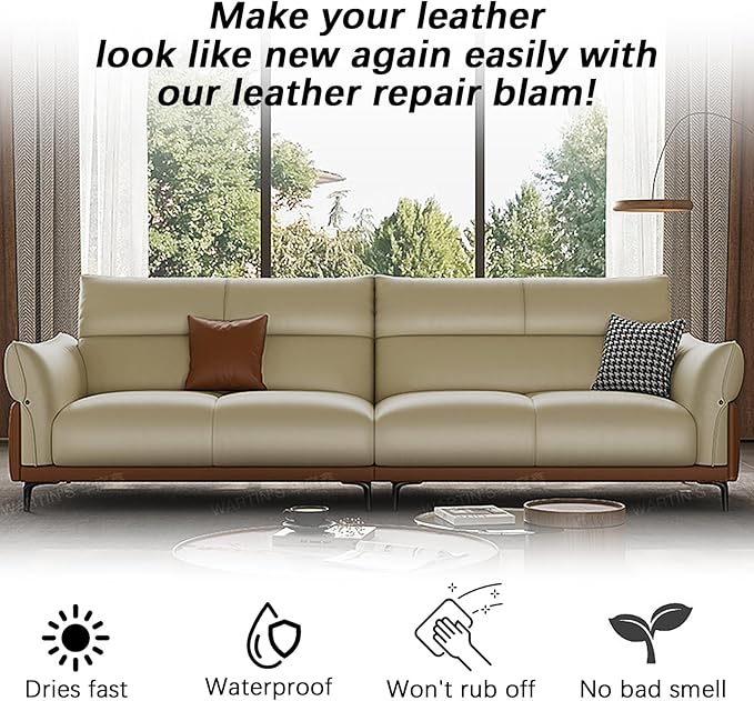 Beige Leather Recoloring Balm, Leather Color Restorer Conditioner, Leather Repair Kits for Vinyl Furniture, Sofa, Car Seats, Shoes - Repair Leather Color on Faded & Scratched Leather Couches