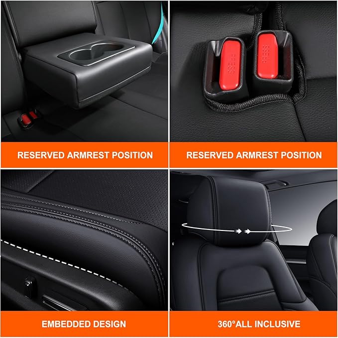 AOMSAZTO Custom Fit Seat Cover for Nissan Rogue Regular(Not for Hybrid &Sport) 2014 2015 2016 2017 2018 2019 2020 Full Set Faux Leather Rogue Seat Cover Protector Black