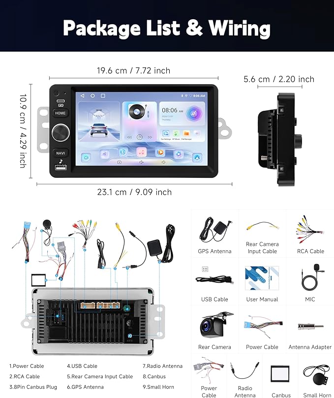 8Core 6+128G Car Stereo for Chevrolet Chevy Silverado Impala Tahoe GMC Sierra Yukon Hummer H2 Android Car Radio WiFi Wireless Carplay Android Auto,7” IPS,GPS,SWC,Bluetooth,Backup Camera