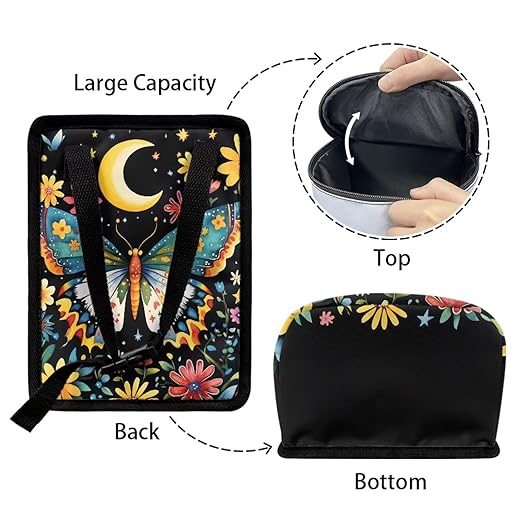 Moon Florak Butterfly Car Trash Can with Lid, Cute Leakproof Car Trash Garbage Bag Hanging Vehicle Trash Bin Small Portable Automotive Garbage Cans Organizer for Back/Front Seat/Console