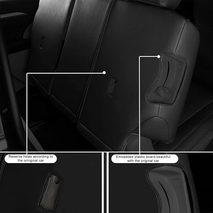AOMSAZTO Custom Fit Seat Covers for Toyota Highlander 2020 2021 2022 2023 2024 2025 2026- (Three-Rows 8 Seats,Second Row 40/60 Split) Faux Leather Black