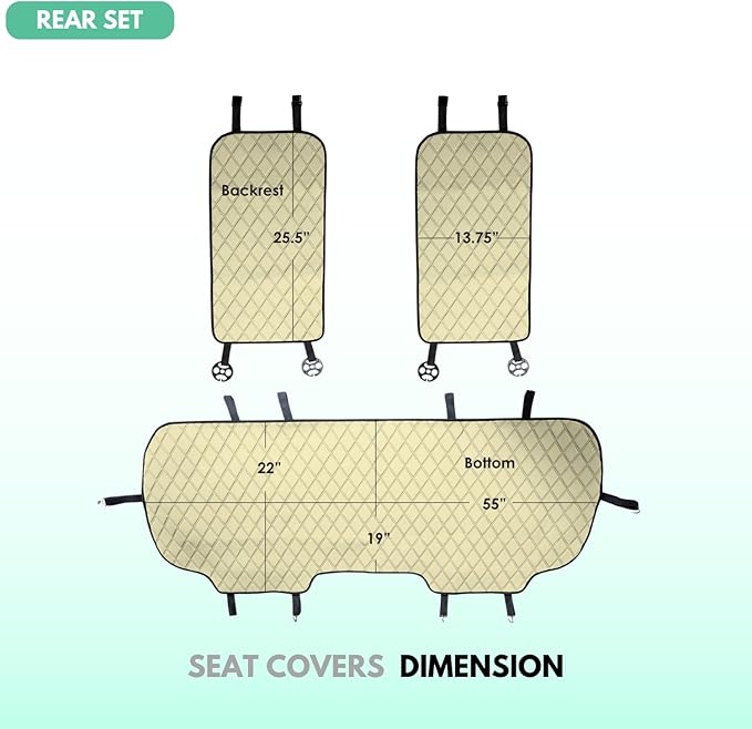 FH Group Car Seat Cushion Neosupreme Automotive Seat Cushions - Universal Fit, Rear Car Seat Cushion, Car Seat Cushions With Non-Slip Silicone Backing for SUV, Sedan, Van Rear Set Beige