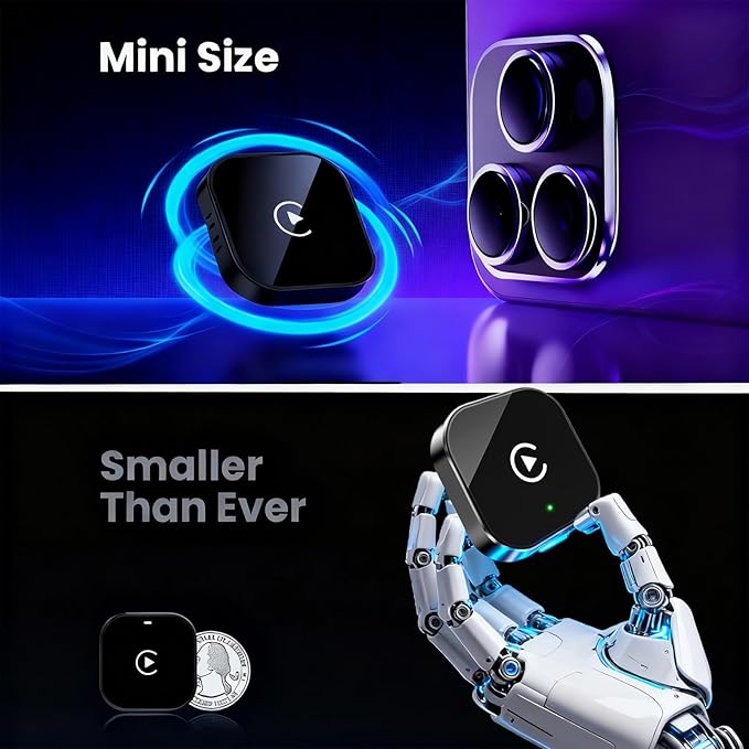 2026 Upgraded Wireless CarPlay Adapter - Fast Auto-Connect, Stable Connection, Mini Size Plug & Play Adapter for iPhone & Android Auto Compatible Cars
