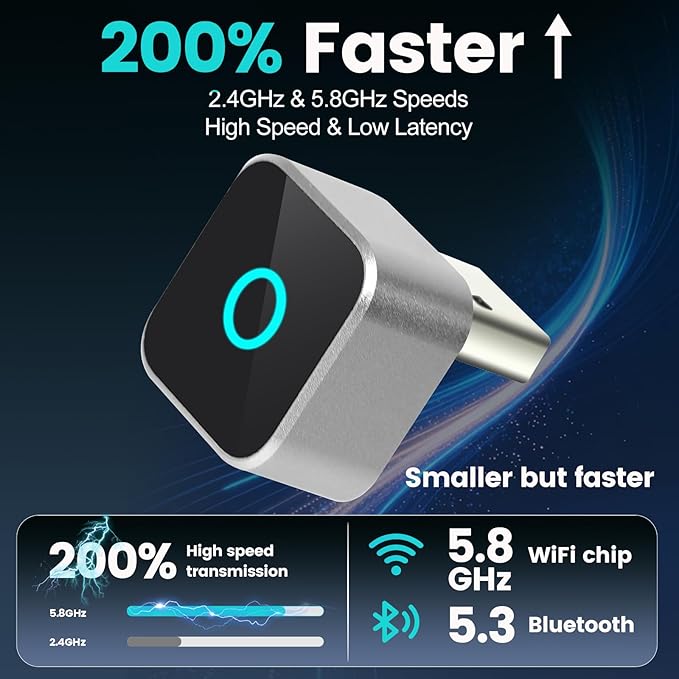 2026 Wireless CarPlay Adapter & Android Auto Dual System, Plug & Play Auto Connect Low Latency, USB-C Included, Compatible with Factory Wired CarPlay Cars for iPhone iOS 10+