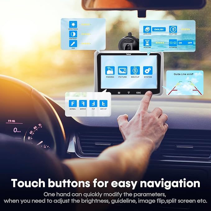 Wireless Backup Camera with 5-Inch HD Screen: 1080P Rear View Camera, Waterproof Night Vision, Easy Install for Cars, Trucks, RVs & Trailers - Clear Parking Assist System