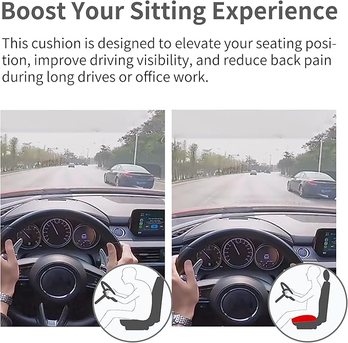 Height-Adjustable Seat Cushion-15.7x15.7x4.7inches Improved Model with Adjustable Height Breathable Nylon mesh Fabric Ergonomic Design Suitable for use in Cars, Offices, and Outdoors